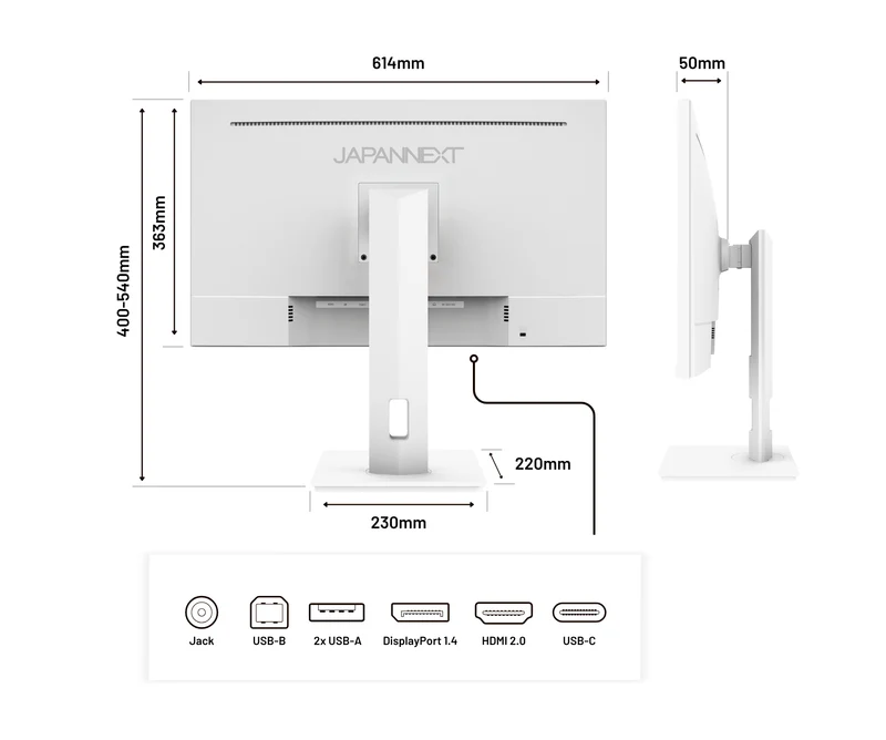 Écran PC Bureautique | 27" | IPS | 4K UHD | USB-C (+ charge 65W) | Blanc