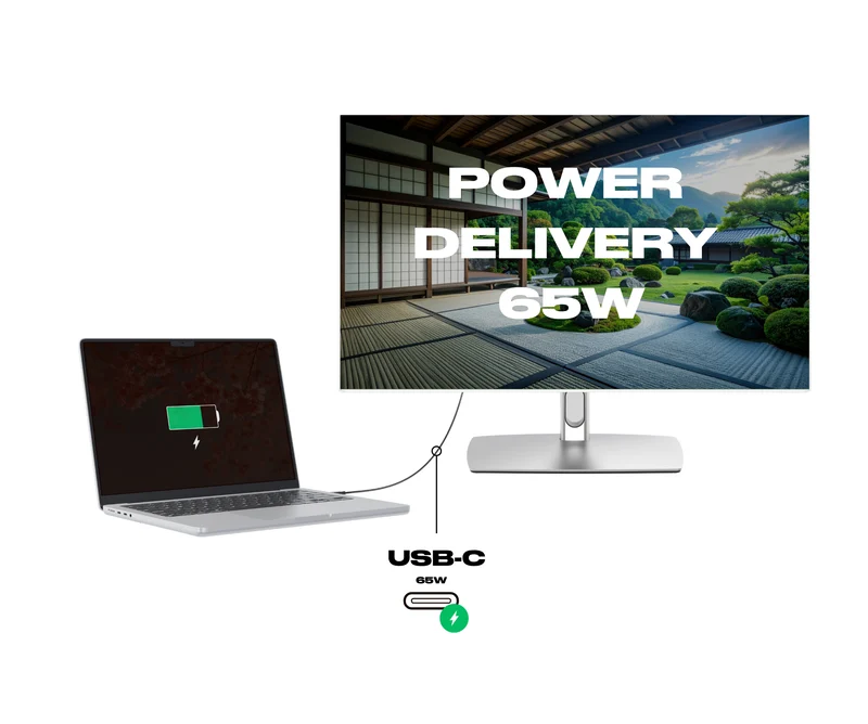 Écran PC Bureautique Tactile | 27" | IPS | 2K WQHD | USB-C (+charge 65W) | KVM | Blanc