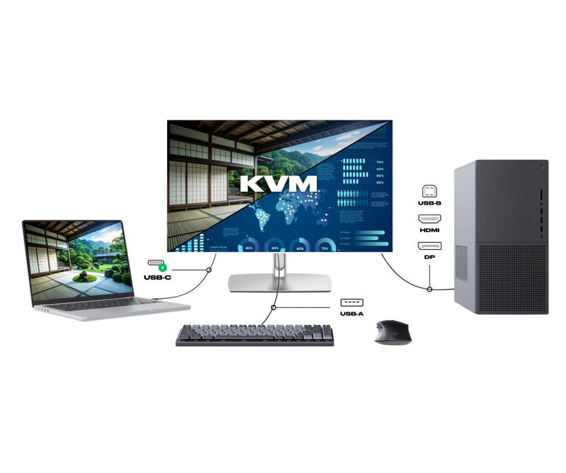 Écran PC Bureautique Tactile | 27" | IPS | 2K WQHD | USB-C (+charge 65W) | KVM | Blanc