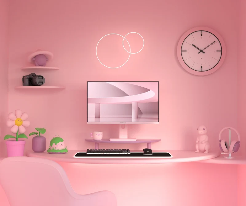 Écran PC Gaming/bureautique | 23,8" | IPS | Full HD | 120Hz | Pastel rose