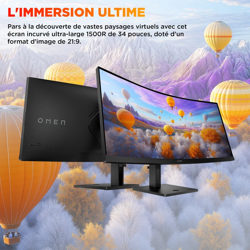 Écran gamer incurvé WQHD 180 Hz OMEN 34 pouces – OMEN 34c G2