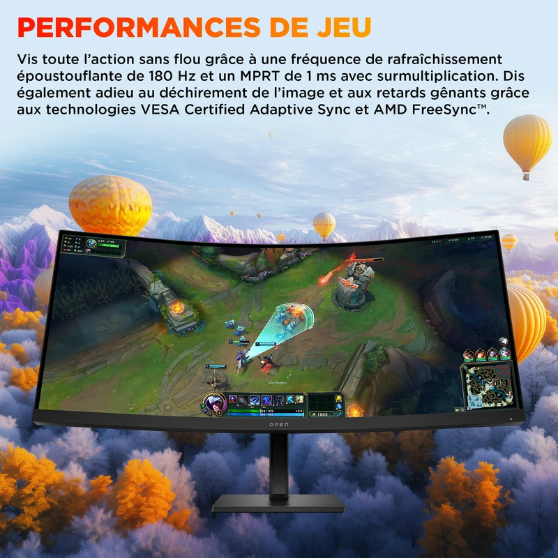Écran gamer incurvé WQHD 180 Hz OMEN 34 pouces – OMEN 34c G2