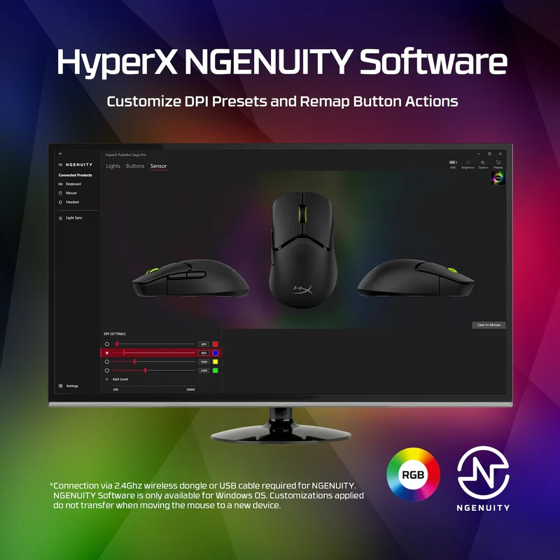 HyperX Pulsefire Saga Pro – Souris gaming sans fil