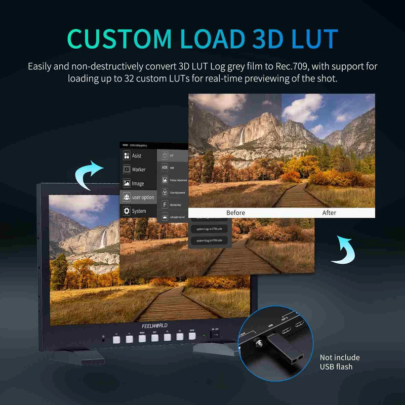 Moniteur de diffusion FEELWORLD FVM215 21.5 pouces 1000 nits Full HD IPS 4K 60 Hz HDMI 3G-SDI