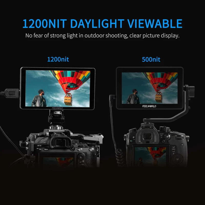 Moniteur de terrain FEELWORLD P6XL pour appareils photo reflex numériques, écran tactile 4K HDMI, 1200 nits, batterie intégrée, boîtier en aluminium, 6 pouces, HDMI 4K.