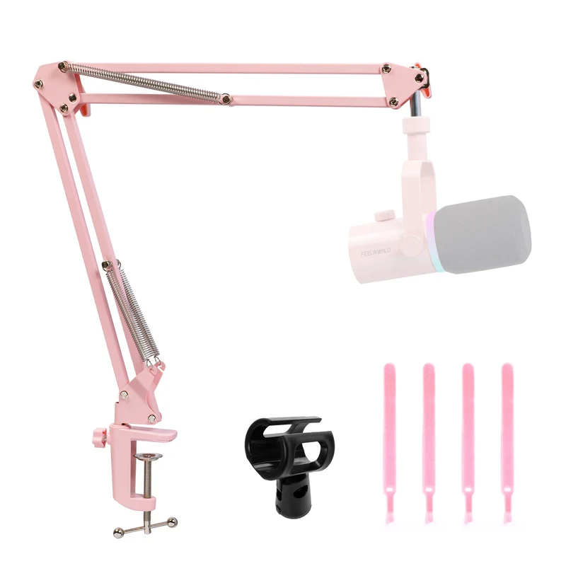 Bras de microphone rose FEELWORLD AMS1 pour PM1 et microphone dynamique
