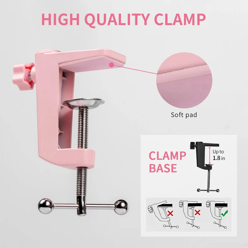 Bras de microphone rose FEELWORLD AMS1 pour PM1 et microphone dynamique