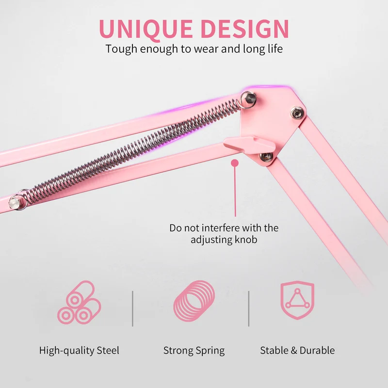 Bras de microphone rose FEELWORLD AMS1 pour PM1 et microphone dynamique