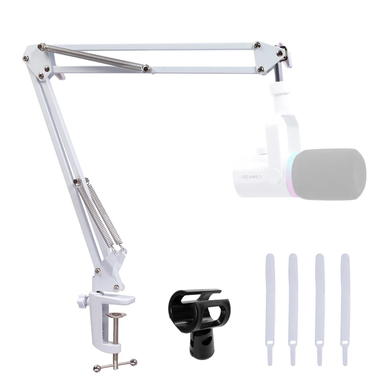 Bras de microphone rose FEELWORLD AMS1 pour PM1 et microphone dynamique