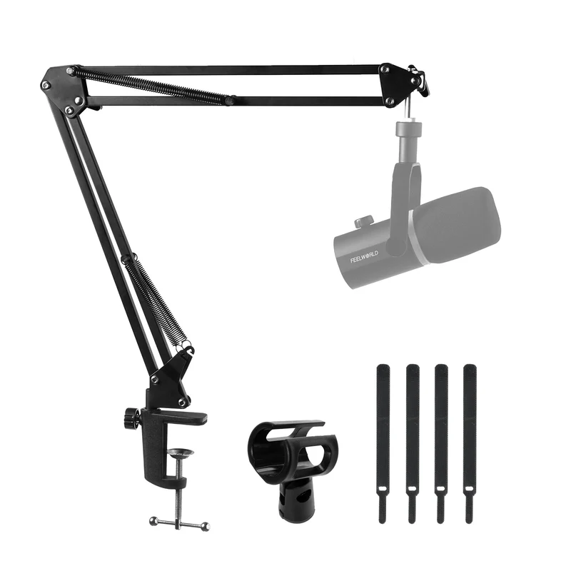 Bras de microphone rose FEELWORLD AMS1 pour PM1 et microphone dynamique
