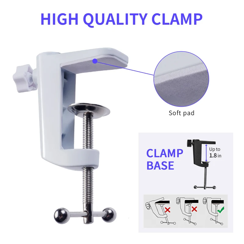 Bras de microphone blanc FEELWORLD AMS1 pour PM1 et microphone dynamique