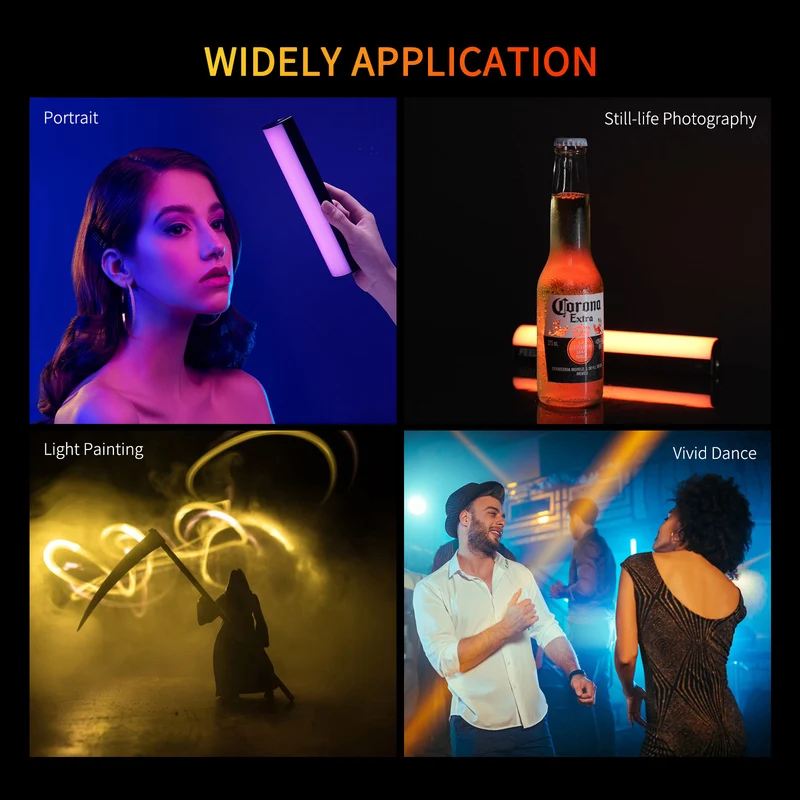 Baguette lumineuse portative FEELWORLD MT2, lampe vidéo LED RVB 360° pour la photographie