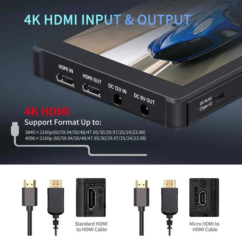 Moniteur de terrain pour appareil photo reflex numérique FEELWORLD F7 PLUS 7 pouces 1200 nits écran tactile 4K HDMI