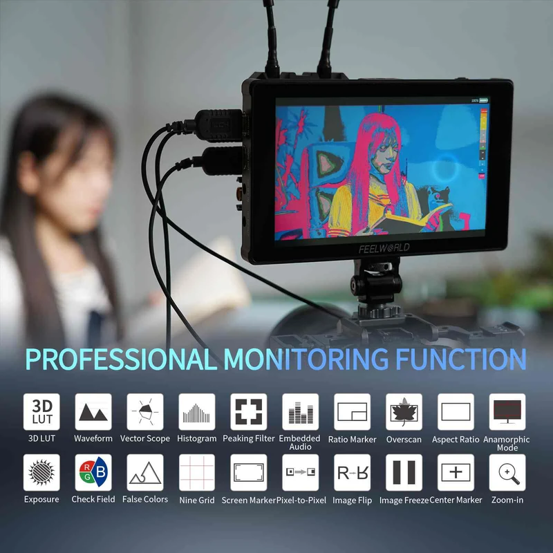 Moniteur de terrain pour appareil photo reflex numérique FEELWORLD F7 PLUS 7 pouces 1200 nits écran tactile 4K HDMI