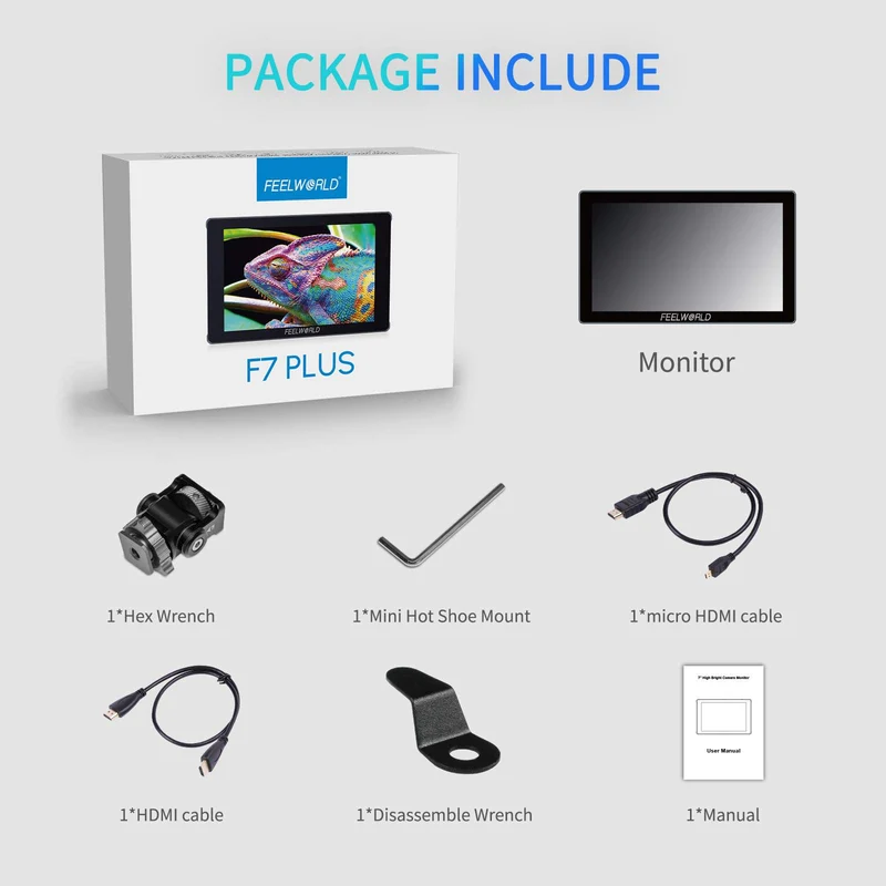 Moniteur de terrain pour appareil photo reflex numérique FEELWORLD F7 PLUS 7 pouces 1200 nits écran tactile 4K HDMI