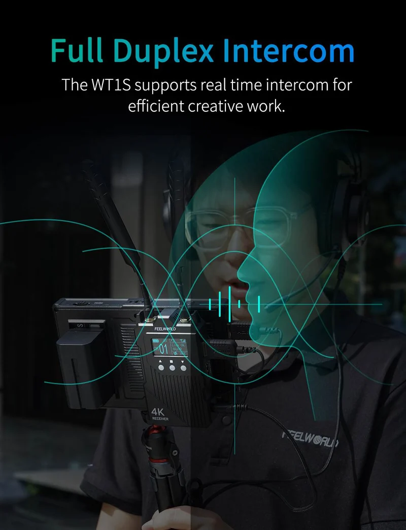 Système de transmission vidéo sans fil 4K FEELWORLD WT1H : double HDMI, interphone duplex intégral, diffusion en direct