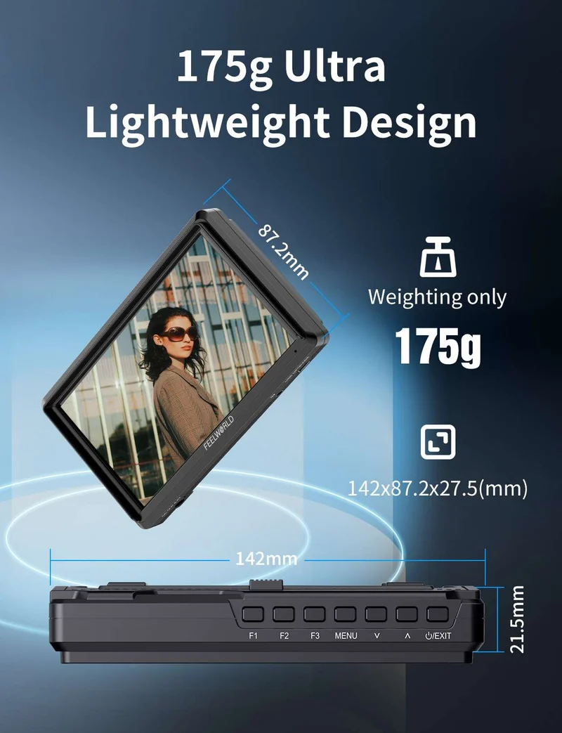 Moniteur de terrain FEELWORLD S55E 5.5 pouces 500 nits pour appareils photo reflex numériques, dalle IPS Full HD, compatible 4K, entrée et sortie HDMI.