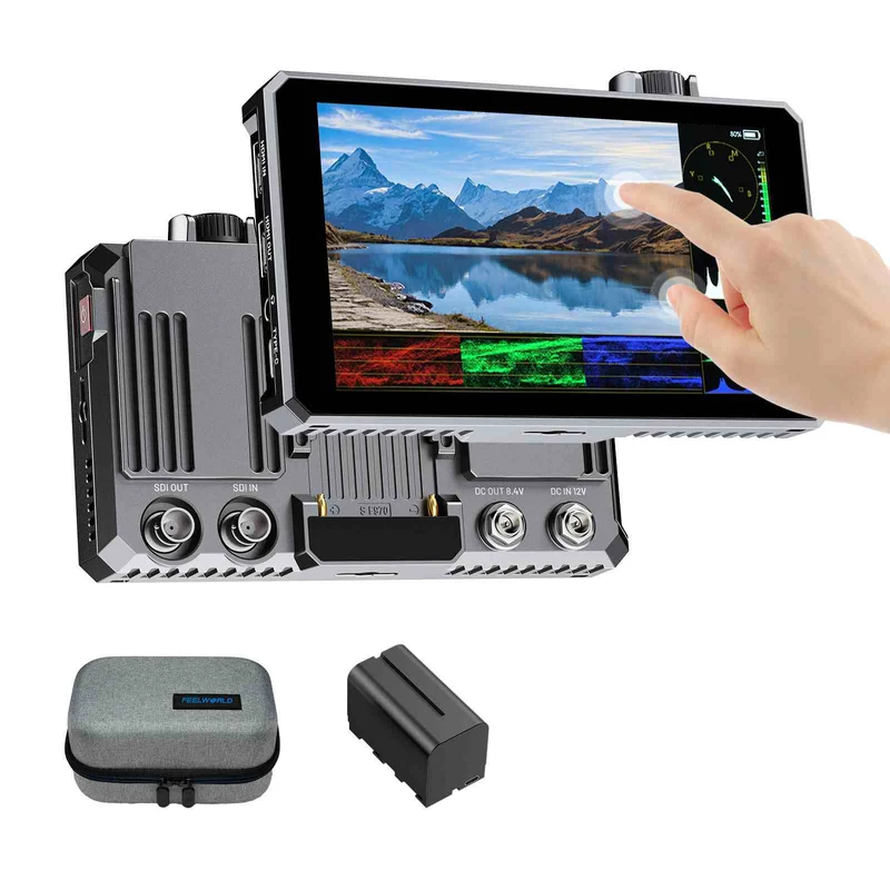 Moniteur tactile FEELWORLD SC6 6 pouces 1500 nits haute luminosité en aluminium pour appareils photo reflex numériques, avec interface 3G-SDI, 4K et HDMI 60 Hz.