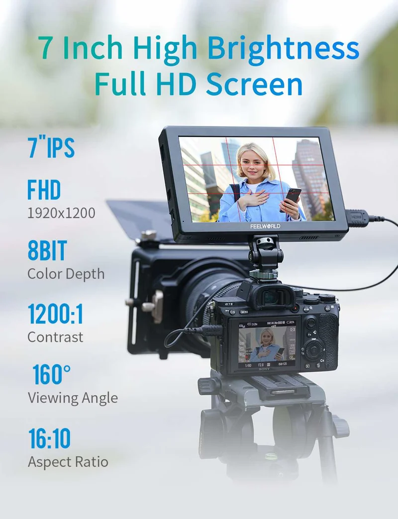 Moniteur de terrain FEELWORLD T7 PRO 7 pouces 2000 nits en aluminium pour appareils photo reflex numériques, ultra lumineux 4K HDMI 60