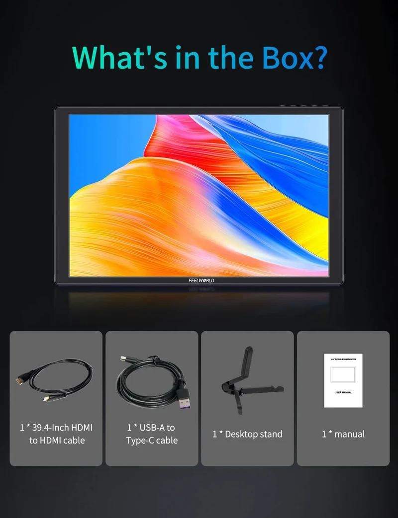 Moniteur externe portable FEELWORLD D10 10.1 pouces 350 nits Tactile FHD 1920 x 1200 USB-C HDMI