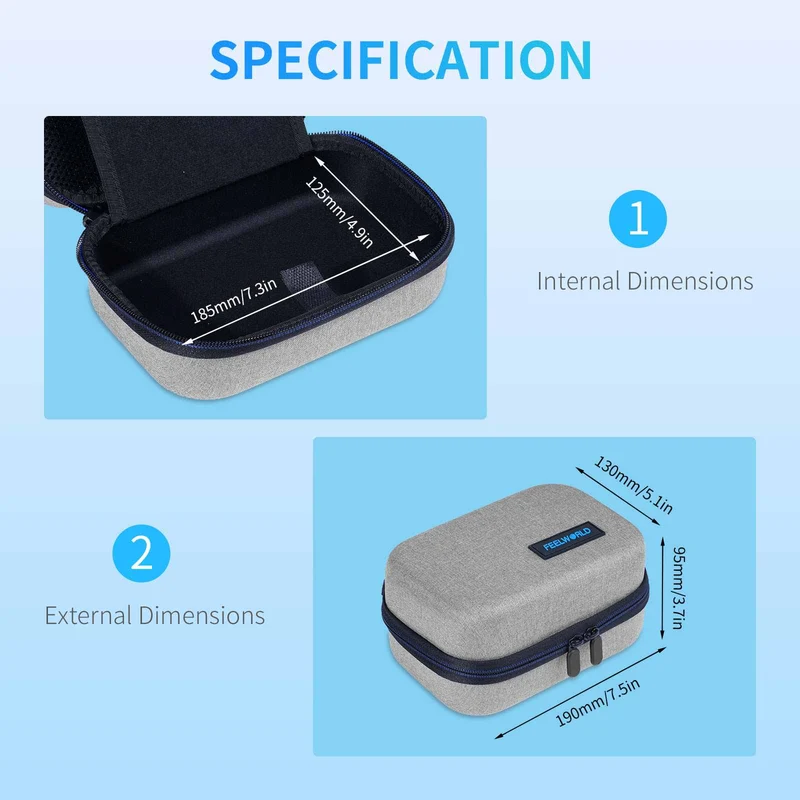 Étui de transport FEELWORLD compatible avec les appareils photo reflex numériques de 5 à 6 pouces