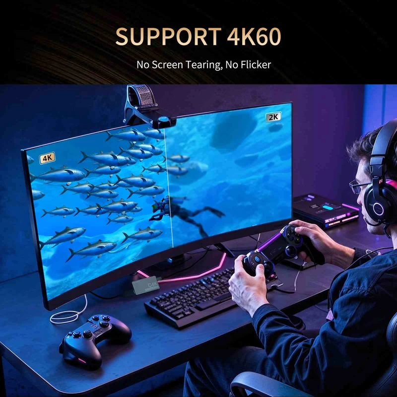 Capture vidéo FEEWORLD C4K 4K HDMI 60 Hz Entrée et sortie USB-C Plug and Play pour le streaming, les jeux, les vidéoconférences