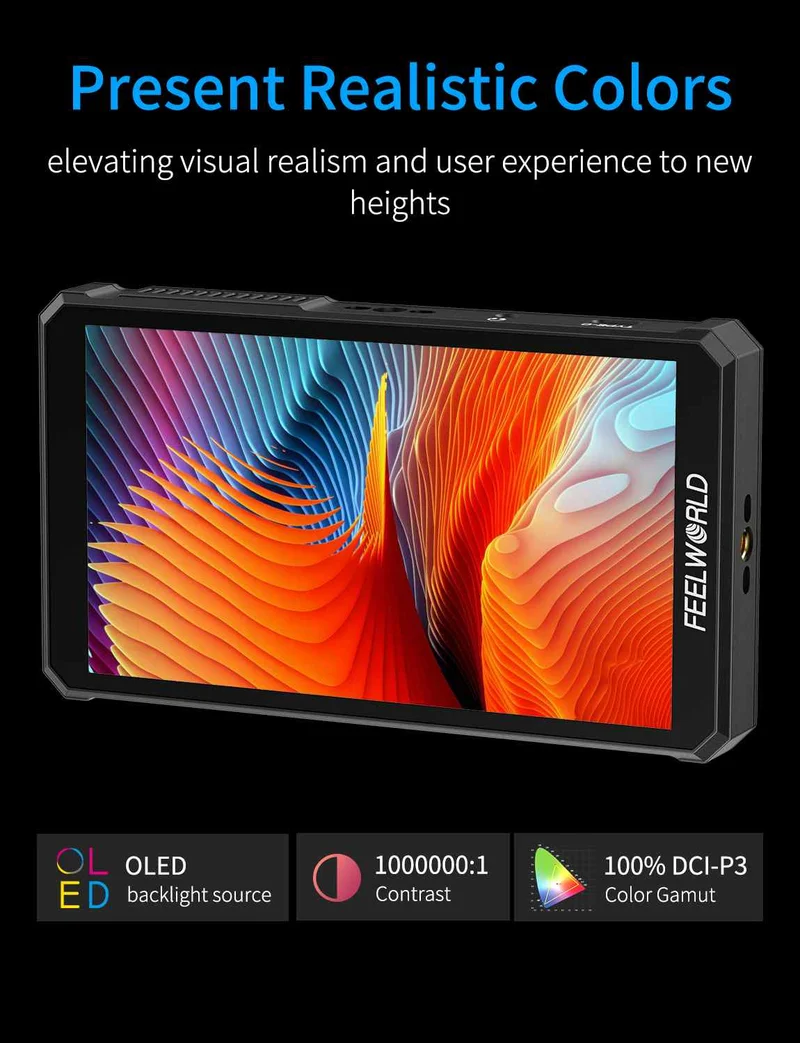 Moniteur vidéo FEELWORLD PS6 5.5 pouces 550 nits OLED vertical horizontal avec écran tactile 4K HDMI