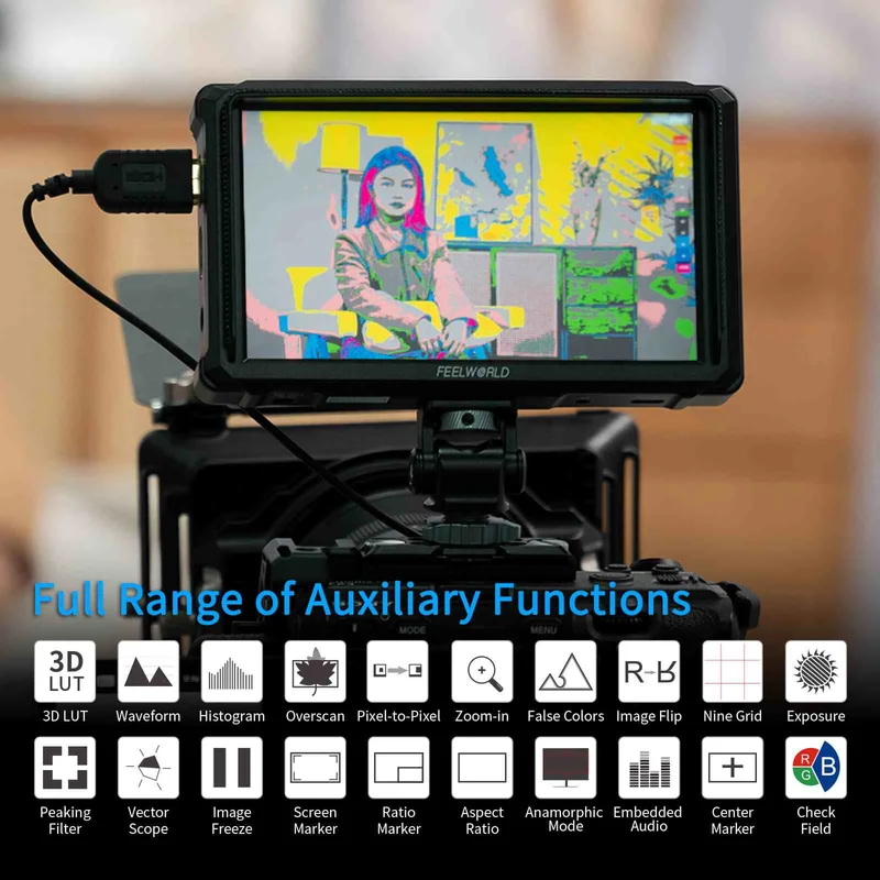 Moniteur FEELWORLD FW568 PRO 6 pouces, 1200 nits, haute luminosité, pour appareils photo reflex numériques, 4K, HDMI, 60 Hz