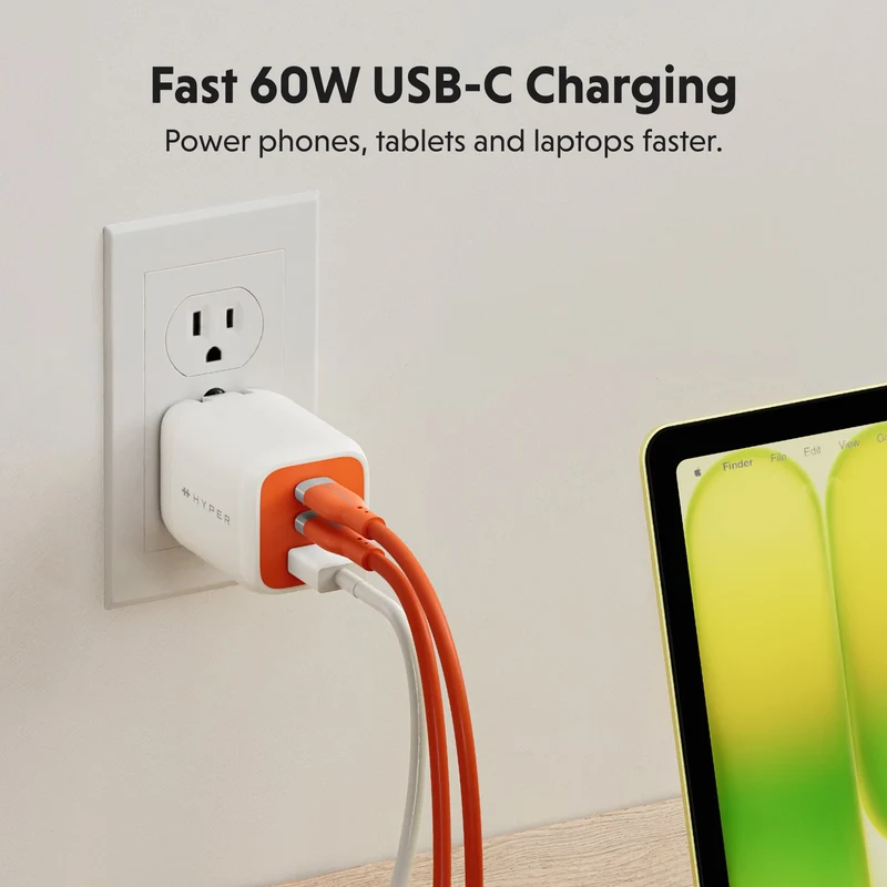 Câble de recharge HyperJuice Flex USB-C en silicone - Orange