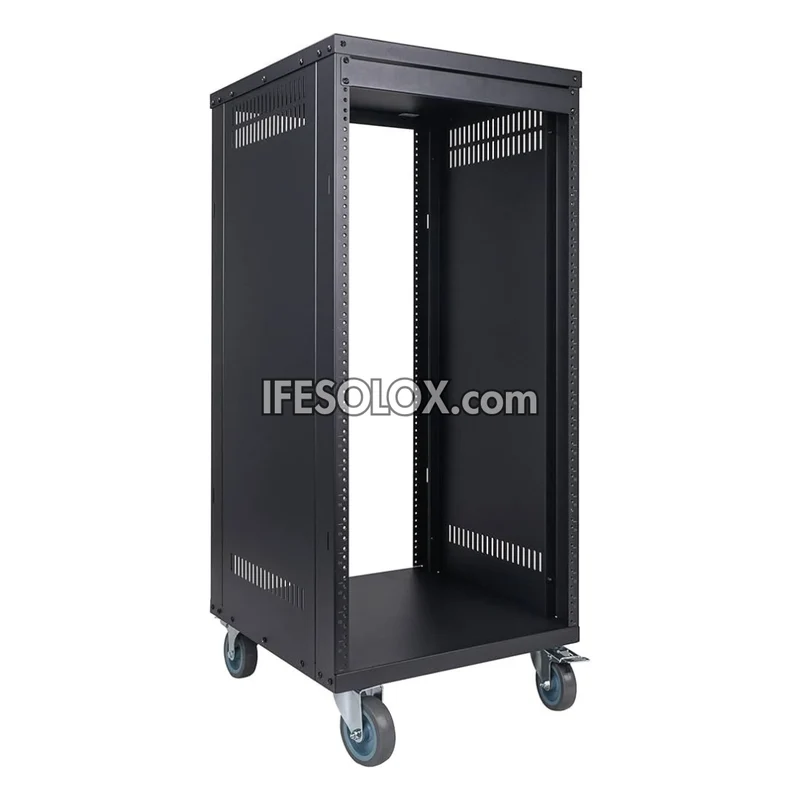 Professional 21U Portable Rolling Studio Rack Cabinet for Server, Networking & Studio Applications - Brand New