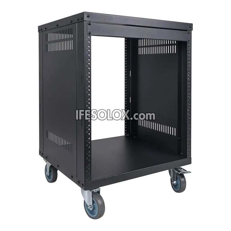Professional 12U Portable Rolling Studio Rack Cabinet for Server, Networking & Studio Applications - Brand New