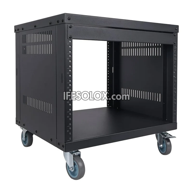 Professional 8U Portable Rolling Studio Rack Cabinet for Server, Networking & Studio Applications - Brand New