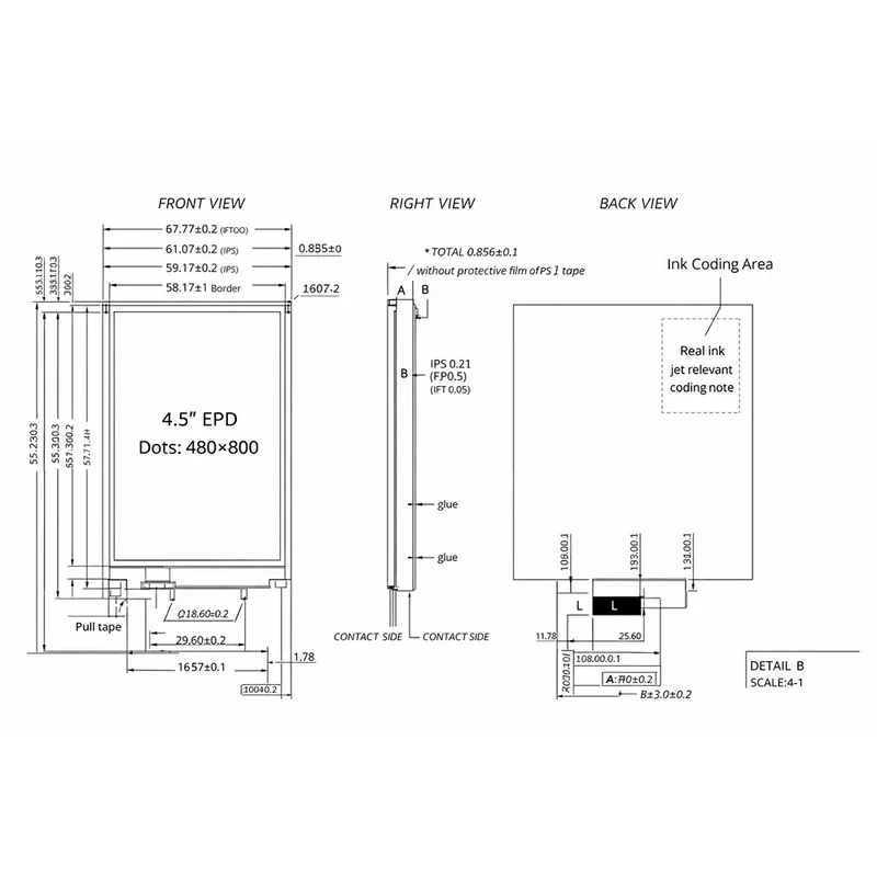 Module EPD SPI 6 couleurs d'écran e-paper 4.5 pouces (480 × 800 pixels)