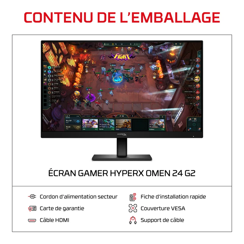 Écran gamer HyperX OMEN 23,8 pouces FHD 180 Hz – OMEN 24 G2