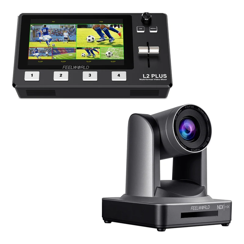 FEELWORLD L2 PLUS Video Swicther et NDI20X PTZ Camera Bundle Set