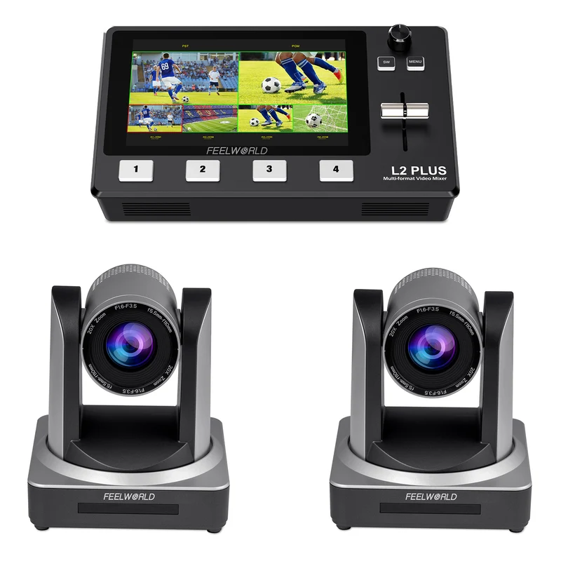 FEELWORLD L2 PLUS Video Swicther et 2 caméras POE20X PTZ Ensemble