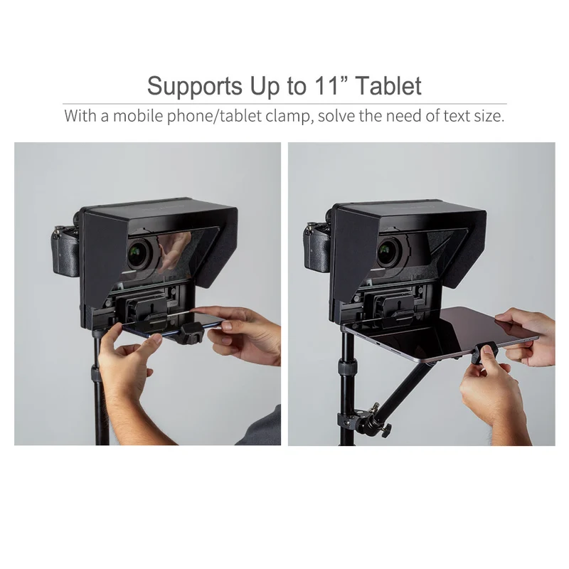 Loobro 10" Portable Pliable Téléprompteur pour jusqu'à 11" Smartphone Tablette Prompteur