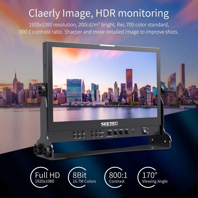 SEETEC ATEM156S 15.6 pouces 1920x1080 Production Broadcast Monitor LUT Waveform HDMI 4 SDI In Out