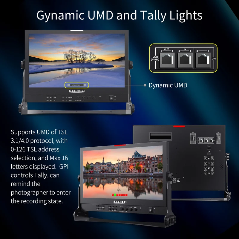 SEETEC ATEM156S 15.6 pouces 1920x1080 Production Broadcast Monitor LUT Waveform HDMI 4 SDI In Out