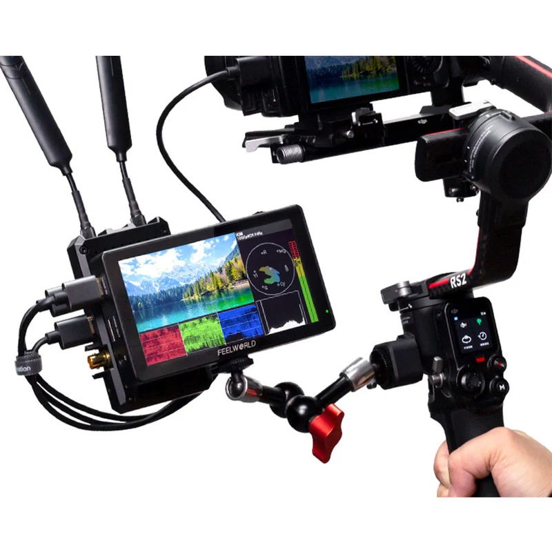 Kit F970 : Moniteur tactile ultra-lumineux 5.5 pouces 3000 nits FEELWORLD LUT5 pour appareil photo reflex numérique, HDMI, compatible HDMI.