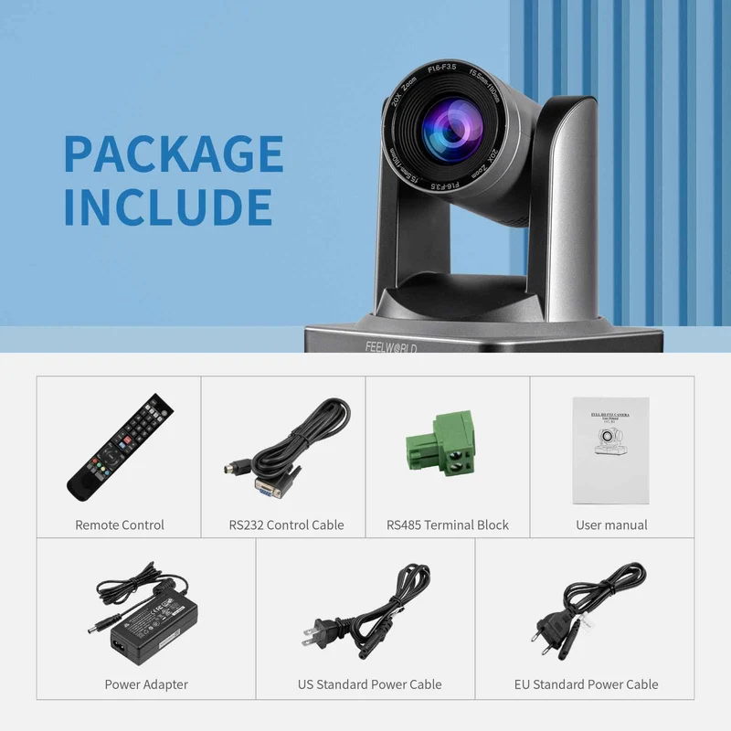 FEELWORLD POE20X Caméra PTZ de streaming en direct HDMI 3G-SDI HDMI simultanée avec zoom 20X PoE pris en charge