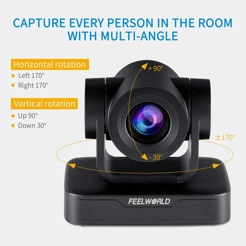 FEELWORLD USB10X Vidéoconférence Caméra PTZ USB Zoom optique 10X Full HD 1080p pour la diffusion en direct