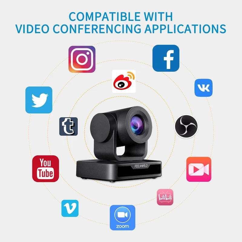 FEELWORLD USB10X Vidéoconférence Caméra PTZ USB Zoom optique 10X Full HD 1080p pour la diffusion en direct