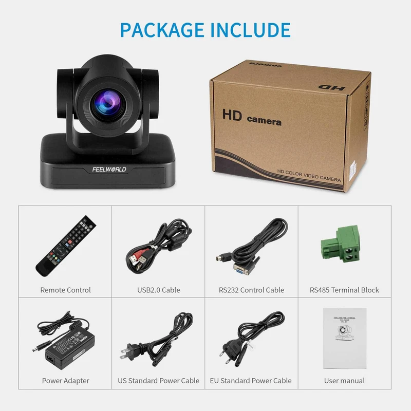 FEELWORLD USB10X Vidéoconférence Caméra PTZ USB Zoom optique 10X Full HD 1080p pour la diffusion en direct
