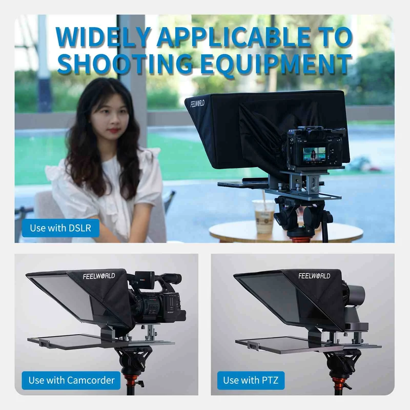 FEELWORLD TP16 Le téléprompteur pliable de 16 pouces prend en charge les invites verticales horizontales jusqu'à une tablette de 16 pouces