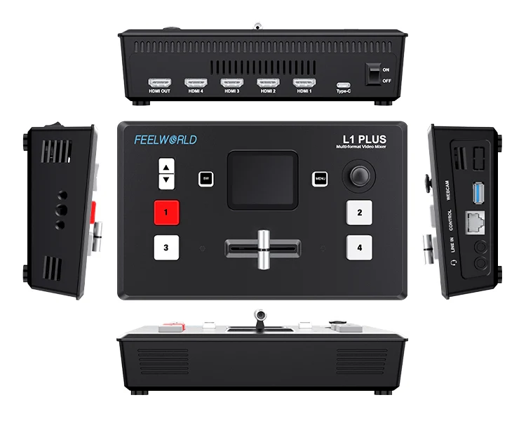 FEELWORLD L1 PLUS Mélangeur vidéo multi-caméras Switcher 2" Touch PTZ Control 4K Input Live Streaming