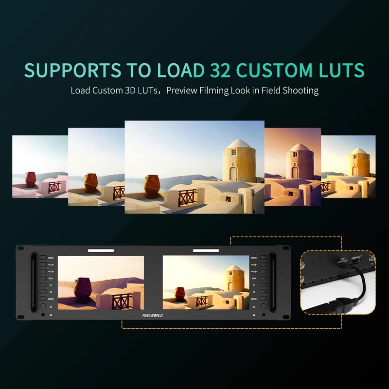 FEELWORLD D71 PLUS Moniteur à montage en rack HDMI SDI 7 pouces 3RU avec forme d'onde et LUT
