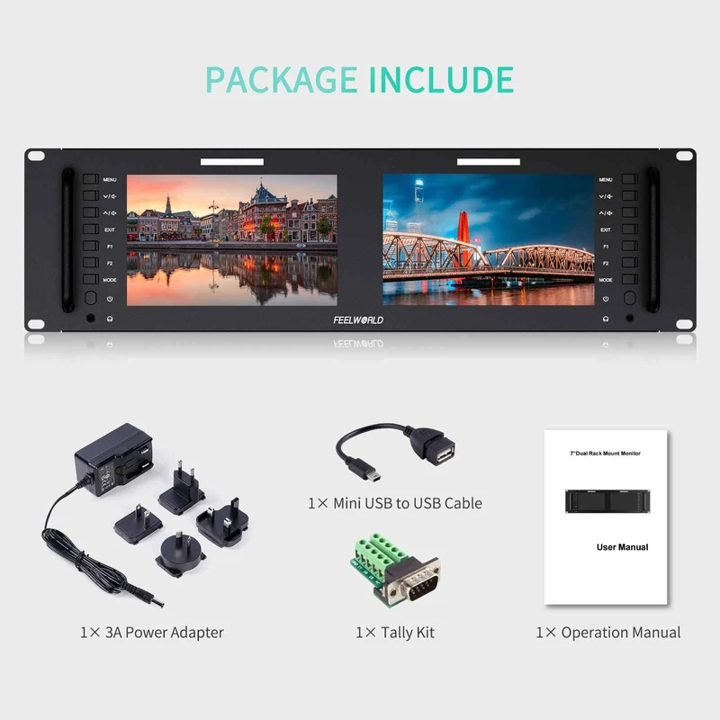 FEELWORLD D71 PLUS Moniteur à montage en rack HDMI SDI 7 pouces 3RU avec forme d'onde et LUT