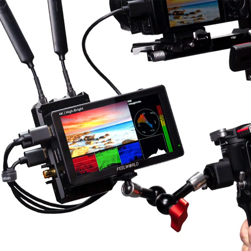 FEELWORLD LUT5E Moniteur de champ pour caméra DSLR haute luminosité 1600nit F970 Kit d'alimentation et d'installation externe