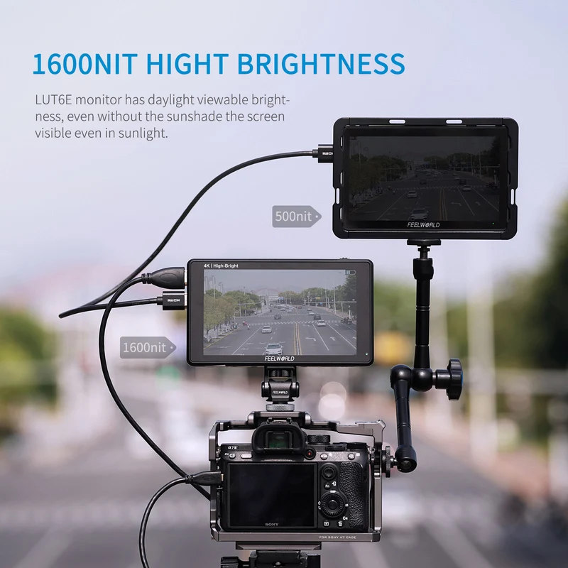 FEELWORLD LUT6E Moniteur de champ pour caméra DSLR à écran tactile haute luminosité de 6 pouces 1600nit